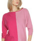 Фото #2 товара Women's Colorblock 3/4-Sleeve Dolman Sweater