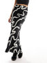 River Island bias maxi skirt in black and white squiggle print 36 - фото #9