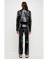 Фото #5 товара Women's Shiny Faux Leather Cropped Jacket