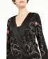 Alfani Women's Medium Scribble Floral Surplice Top Black XL