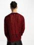 Фото #2 товара ASOS DESIGN fluffy knitted jumper with laddering in burgundy