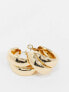 ASOS DESIGN hoop earrings with thick crossover design gold tone