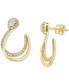 ფოტო #1 პროდუქტის EFFY® Diamond Pear & Round Double Hoop Earrings (3/4 ct. t.w.) in 14k Gold