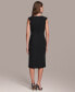 ფოტო #2 პროდუქტის Women's Asymmetric Neckline Pleat-Waist Sheath Dress