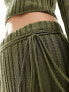 Reclaimed Vintage ribbed knitted midi skirt with tie detail in khaki co-ord