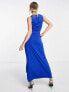 ONLY ruched maxi dress with side split in bright blue