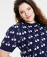 ფოტო #3 პროდუქტის Trendy Plus Size Cherry Jacquard Short-Sleeve Sweater, Created for Macy's