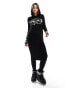 Threadbare Ski hooded jumper dress in monochrome