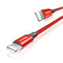 Kabel przewód w materiałowym oplocie USB - iPhone Lightning 1.8m - czerwony