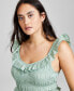 Фото #4 товара Women's Tonal Stripe Smocked Sleeveless Midi Dress, Created for Macy's