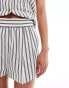 ASOS DESIGN pull on shorts with linen in navy stripe