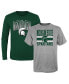ფოტო #1 პროდუქტის Big Boys Gray, Green Michigan State Spartans Fan Wave T-shirt Combo Pack