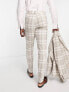 Фото #3 товара ASOS DESIGN skinny linen mix suit trousers in stone check