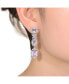 ფოტო #3 პროდუქტის Sterling Silver with White Gold Plated Morganite Emerald with Clear Cubic Zirconia Halo Three-Tier Earrings