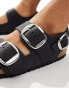 Birkenstock Milano big buckle sandals in black oiled leather