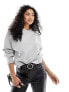 Фото #1 товара & Other Stories sweatshirt with bold shoulder and pleated cuffs in grey melange