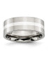 ფოტო #1 პროდუქტის Stainless Steel Sterling Silver Inlay 8mm Flat Band Ring