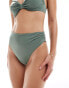 Фото #2 товара ASOS DESIGN Olivia high leg high waist bikini bottom with ruched sides in khaki