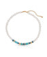 ფოტო #1 პროდუქტის Cultivated Pearl Beaded Blue Mixed Gemstone Necklace