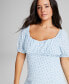 Фото #8 товара Women's Printed Puff-Sleeve Midi Dress, XXS-4X