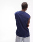 Topman relaxed sleeveless t-shirt in navy - NAVY Синий, S - Chest 38 - фото #4