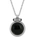 Фото #1 товара 2028 silver-Tone Onyx Round Pendant Necklace