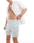 ASOS DESIGN swim shorts in mid length in zig zag pattern