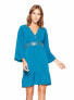 Фото #1 товара Michael Kors 166400 Womens 3/4 Sleeves Deep V-Neck Dress Luxe Teal Size Small