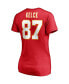 ფოტო #4 პროდუქტის Women's Travis Kelce Red Kansas City Chiefs Player Icon Name and Number V-Neck T-shirt