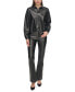 ფოტო #4 პროდუქტის Women's Zip-Front Faux-Leather Long-Sleeve Shirt