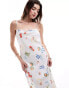 Abercrombie & Fitch maxi dress in white with picnic print in white