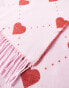 Фото #4 товара Pieces soft heart print scarf in pink and red