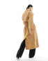 ASOS DESIGN premium shirred waist trench coat in teracotta