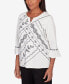 Фото #2 товара Women's Opposites Attract Embroidered Leaf Keyhole Neck Top