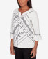 ფოტო #2 პროდუქტის Women's Opposites Attract Embroidered Leaf Keyhole Neck Top