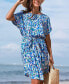 Фото #2 товара Women's Abstract Print Belted Mini Beach Dress