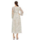 ფოტო #3 პროდუქტის Women's Embellished Floral Print Faux Wrap A Line Dress