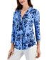 Фото #1 товара Women's Printed V-Neck Knit Top, Created for Macy's