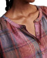 Women's Cotton Plaid Smocked-Shoulder Blouse