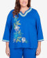 Plus Size Tradewinds Asymmetric Flower Crochet Trim Top