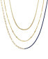 ფოტო #1 პროდუქტის 14k Gold Flash Plated White Enamel Paperclip Herringbone Chain Layered Necklaces, 3 Piece Set