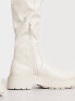 Фото #5 товара New Look over the knee chunky stretch flat boots in Cream