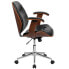 Фото #1 товара Mid-Back Black Leather Executive Wood Swivel Chair With Arms