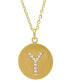 Фото #13 товара 18" Chain 14K Gold Plated Disc Necklace with Crystal Engraved Letter Necklace