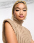 Фото #4 товара Emory Park sleeveless ribbed roll neck jumper in latte