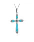 ფოტო #1 პროდუქტის Western Style Spiritual Religious Blue Turquoise Gemstone Fleur De Lis Cross Pendant Necklace For Women Oxidized .925 Sterling Silver