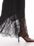 Topshop satin lace mix fishtail maxi skirt in black 34 - фото #5