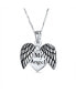 ფოტო #1 პროდუქტის Engraved Saying MY ANGEL Feather Wing Heart Shape Locket Necklace Pendant For Daughter For Women .925 Sterling Silver