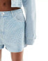 Kyo The Brand denim diamante shorts in light blue wash hellblaue Waschung, 40 - фото #4