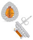 ფოტო #1 პროდუქტის Citrine (1-1/3 ct. t.w.) and Diamond (5/8 ct. t.w.) Halo Stud Earrings in 14K White Gold